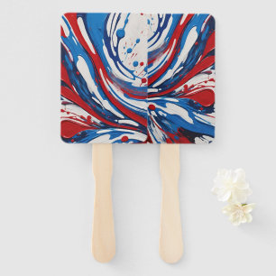 Éventail Peinture rouge, blanche et bleue éclaboussures et