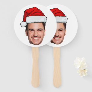 Éventail Père Noël Chapeau de Noël Photo de Visage Personna