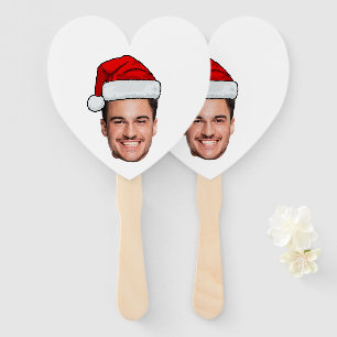 Éventail Père Noël Chapeau de Noël Photo de Visage Personna