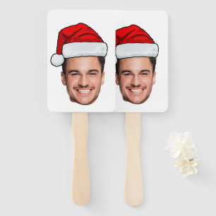 Éventail Père Noël Chapeau de Noël Photo de Visage Personna