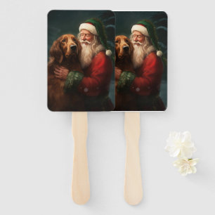 Éventail Père Noël Setter Rouge Irlandais Noël Festif
