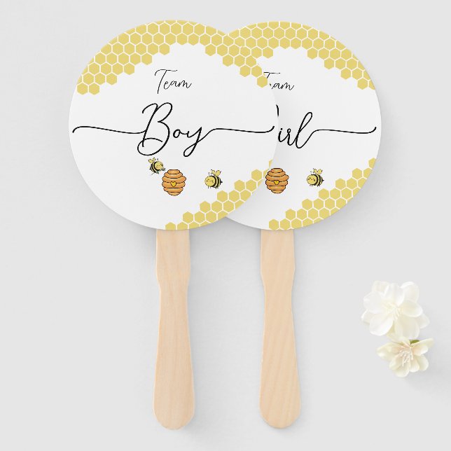 Éventail Petites abeilles mignonnes Honeycomb Révélation de (Devant et derrière)