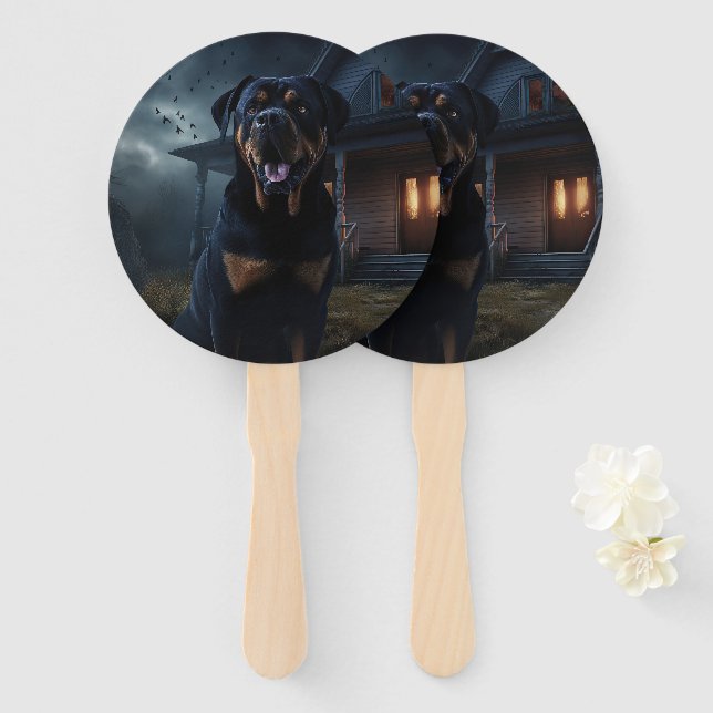 Éventail Peur d'Halloween Rottweiler (Devant et derrière)