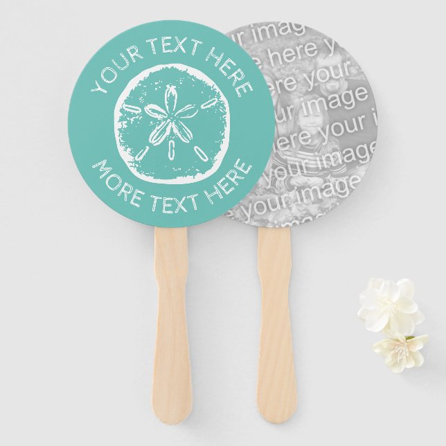 Éventail Photo de mariage de plage de sable sur mesure en d (Devant et derrière)