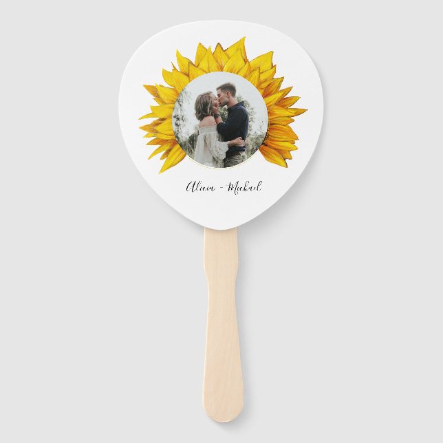 Éventail Photo tournesol mariage rustique enregistrer la da (Devant)