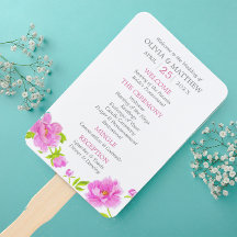 Pies roses Programme de mariage floral Ventilateur
