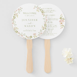 Éventail Pink Blush Floral Wreath Programme de mariage roma