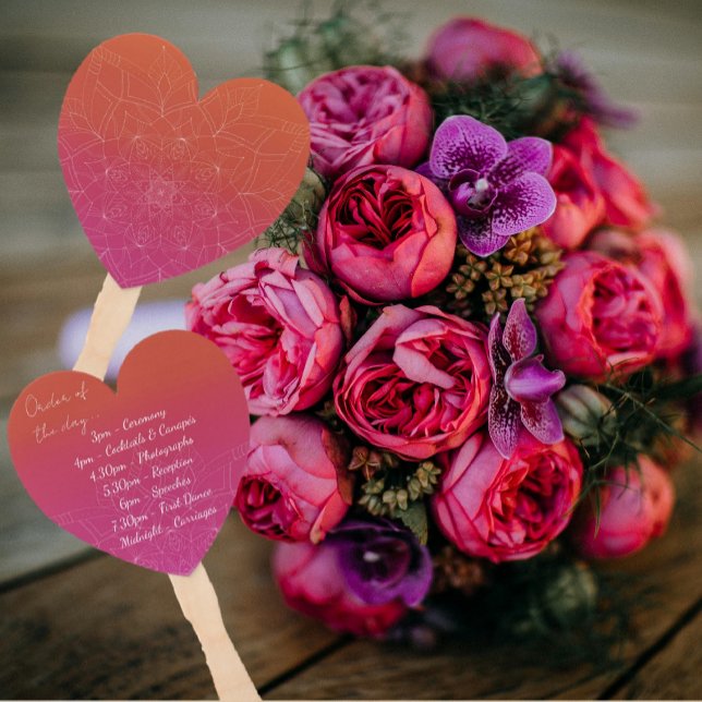 Éventail Pink & Orange Bright Ombre Mandala Wedding Program (Créateur téléchargé)