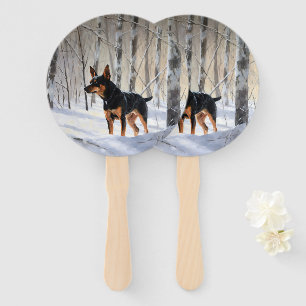 Éventail Pinscher Nain Laissez Tomber La Neige Noël