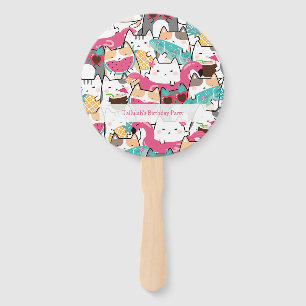 Éventail Piscine de chats rose Kawaii fête d'anniversaire