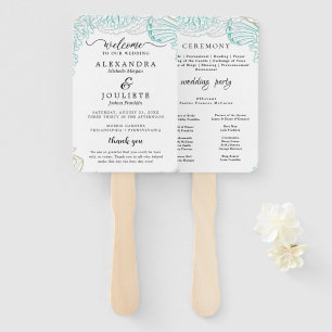 Éventail PLAGE moderne Programme de mariage turquoise Ven