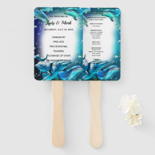 Éventail Plage Thème Dolphin Wedding Programme Fans