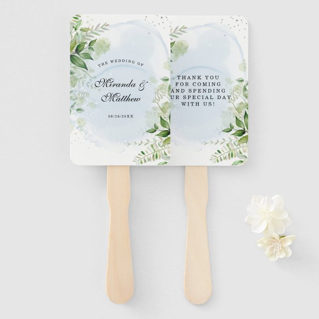 Éventail Poussière de remerciement de mariage de verdure ru (Devant et derrière)