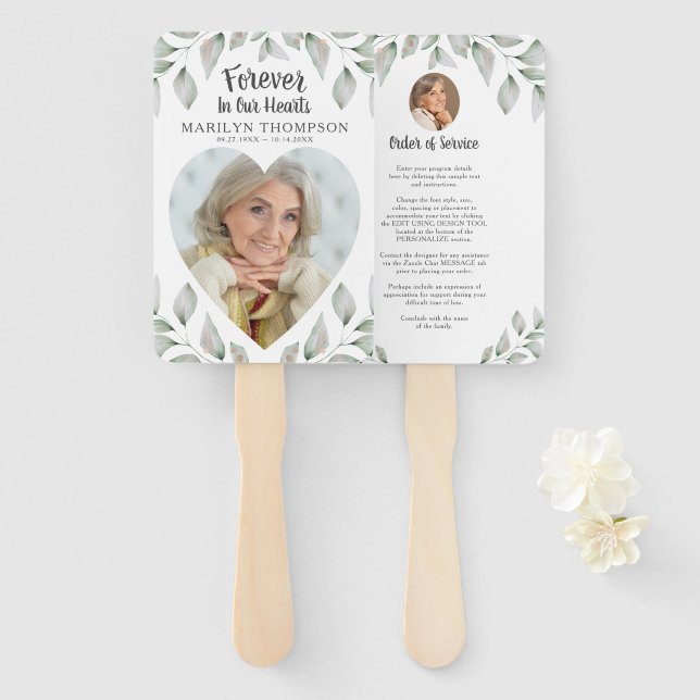 Éventail Programme commémoratif de verdure en forme de cœur (Devant et derrière)