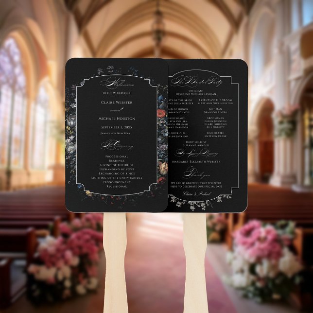 Éventail Programme de calligraphie florale noire (Créateur téléchargé)