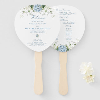 Éventail Programme de cérémonie de mariage aux hortensias b