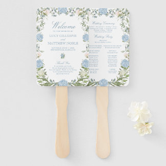 Éventail Programme de cérémonie de mariage aux hortensias b