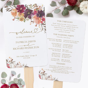 Éventail Programme de cérémonie de mariage floral automnal