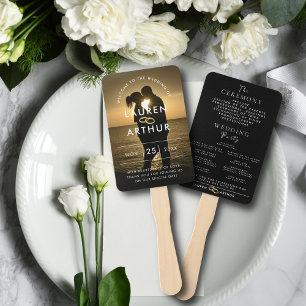 Éventail Programme de cérémonie de mariage photo minimalist
