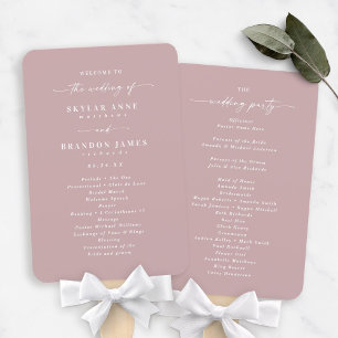 Éventail Programme de cérémonie de mariage simple et poussi
