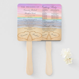 Éventail Programme de cérémonie de mariage sur la plage Cœu