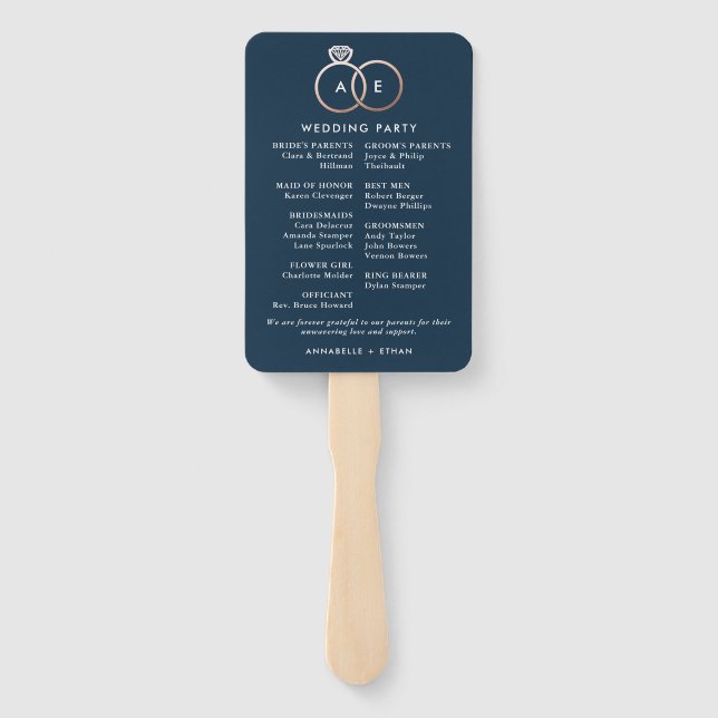 Éventail Programme de cérémonie des Cercles de Mariage d'or (Dos)