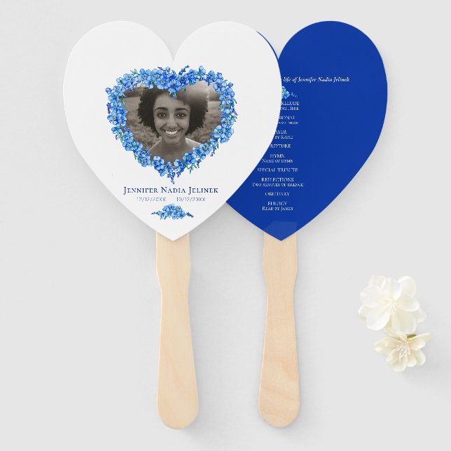 Éventail Programme de la photo oubliée-moi-pas-du-coeur (Devant et derrière)