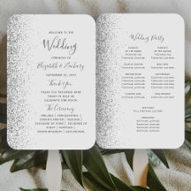 Programme de mariage à bordure pailletée gris arge