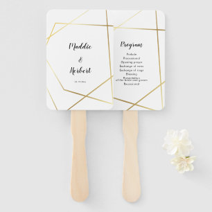 Éventail Programme de mariage à cadre d'or géométrique mode