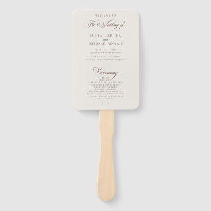 Éventail Programme de mariage à calligraphie en ivoire choc