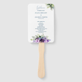 Éventail Programme de mariage à fleurs violettes et vertes