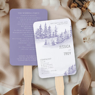 Éventail Programme de mariage à l'aquarelle de forêt hivern