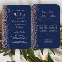 Programme de mariage à paillettes bleu marine et o