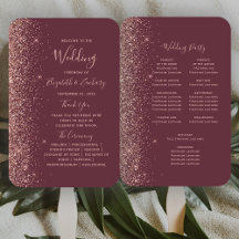 Programme de mariage à paillettes bordeaux et or r