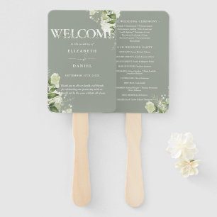 Éventail Programme de mariage à typographie florale de verd