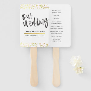 Éventail PROGRAMME DE MARIAGE AMATEUR élégant confetti en o