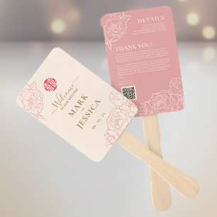 Éventail Programme de mariage bilingue vietnamien et Merci