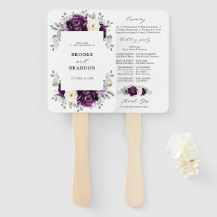 Éventail Programme de mariage blanc d'aubergine de prune vi