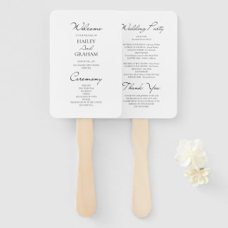 Éventail Programme de mariage blanc minimaliste à script cl