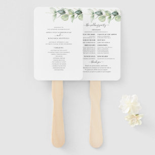 Éventail Programme de mariage botanique à feuilles d'eucaly