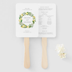 Éventail Programme de mariage botanique au citron et au feu