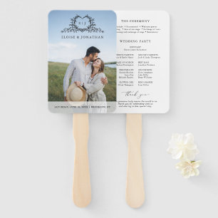 Éventail Programme de mariage chic avec monogramme minimali
