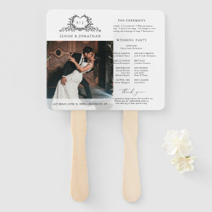Éventail Programme de mariage chic avec monogramme minimali