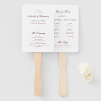 Éventail Programme de mariage classique à l'écriture profon