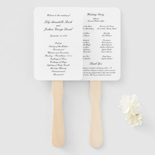 Éventail Programme de mariage classique noir et blanc intem