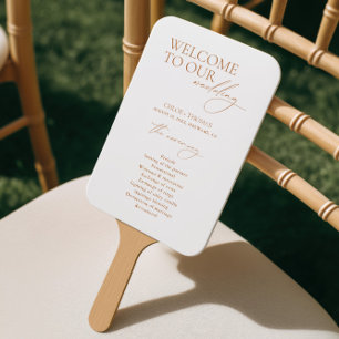 Éventail Programme de mariage de bienvenue en calligraphie 