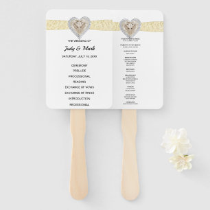 Éventail Programme de mariage de dentelle jaune Unicorn Fan