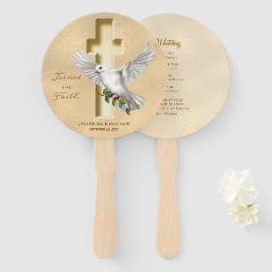 Éventail Programme de mariage de Dove Cross Faux Foil