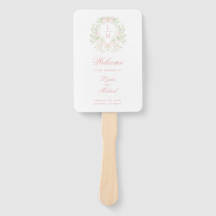 Éventail Programme de mariage de monogrammes de crêtes douc