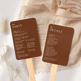 Éventail Programme de mariage de typographie moderne et élé